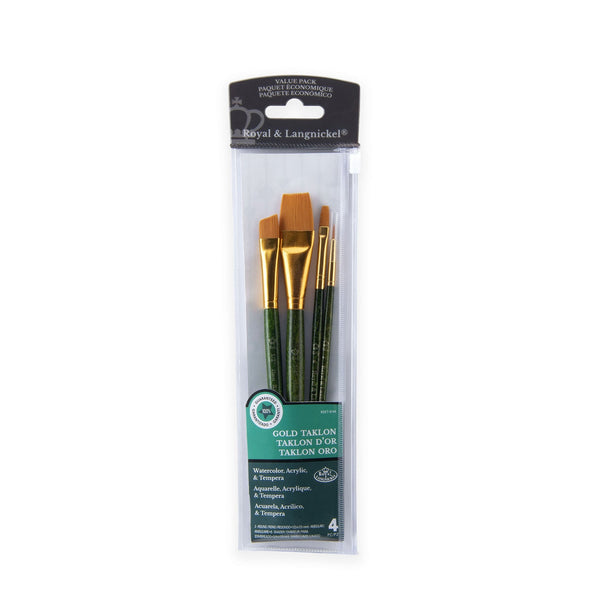 royal and langnickel RSET-9144 | 4pc Golden Taklon Variety Brush Set