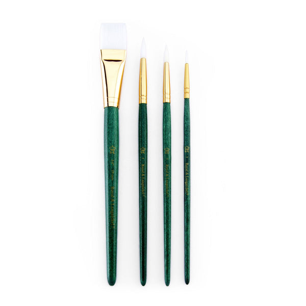 Royal And Langnickel RSET-9145 | 4pc White Taklon Round/Wash Brush Set