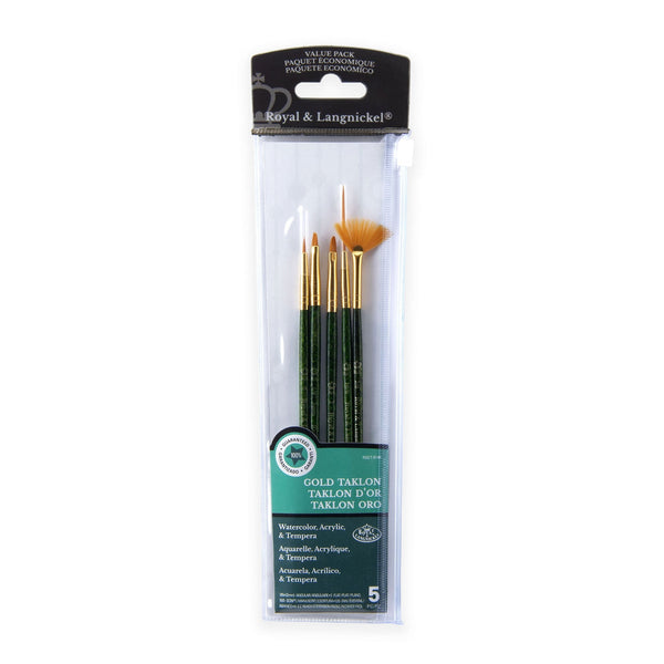 royal and langnickel RSET-9146 | 5pc Golden Taklon Variety Brush Set