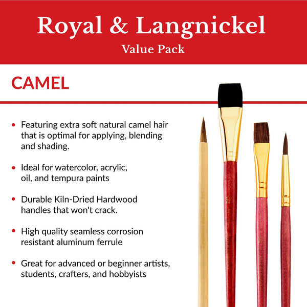 Royal And Langnickel RSET-9147 | 3pc Camel Hair Mop Brush Set
