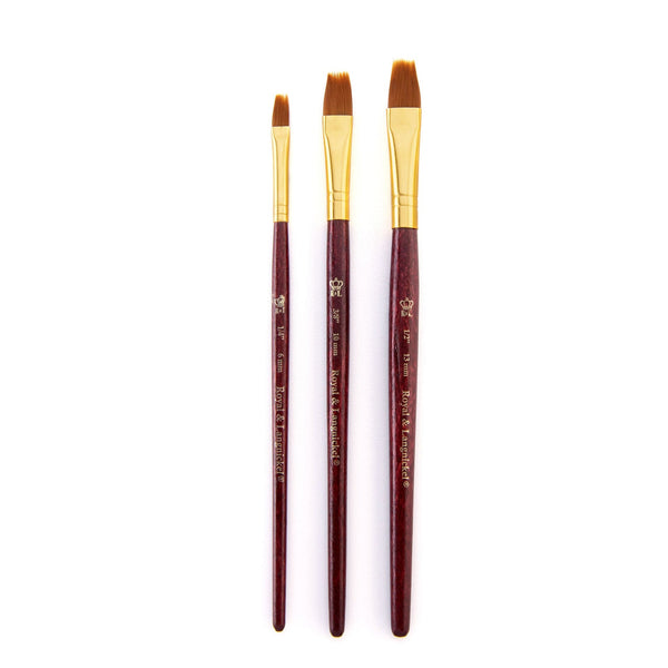 Royal And Langnickel RSET-9148 | 3pc Golden Taklon Flat Comb™ Brush Set