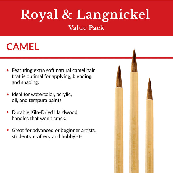 Royal And Langnickel RSET-9149 | 4pc Camel Hair Bamboo Brush Set