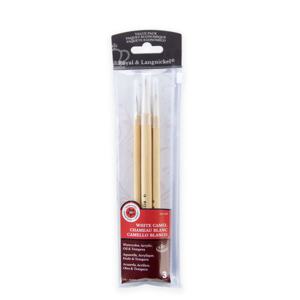 royal and langnickel RSET-9150 | 3pc White Camel Hair Bamboo Brush Set