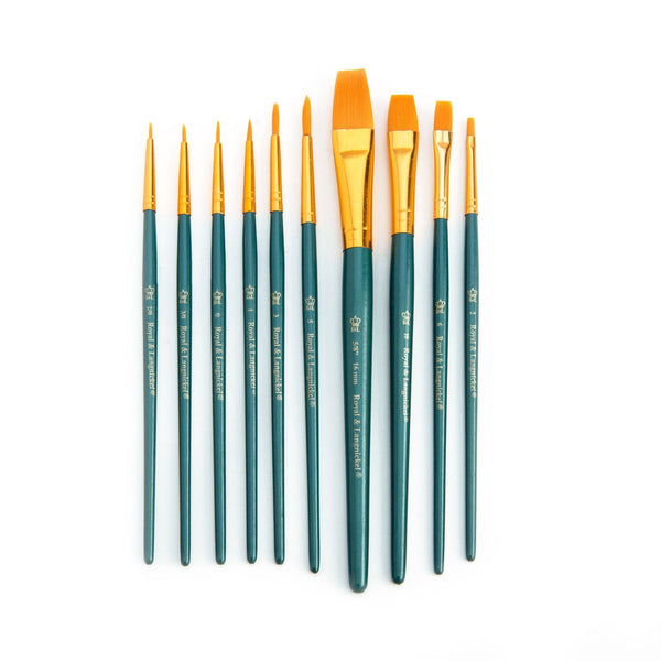 Royal And Langnickel RSET-9155 | 11pc Golden Taklon Variety Brush Set With Brush Pouch