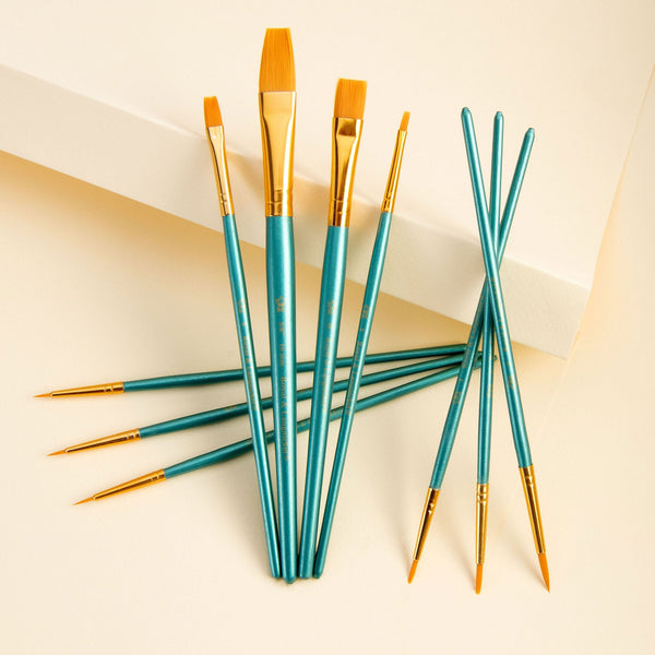 Royal And Langnickel RSET-9155 | 11pc Golden Taklon Variety Brush Set With Brush Pouch