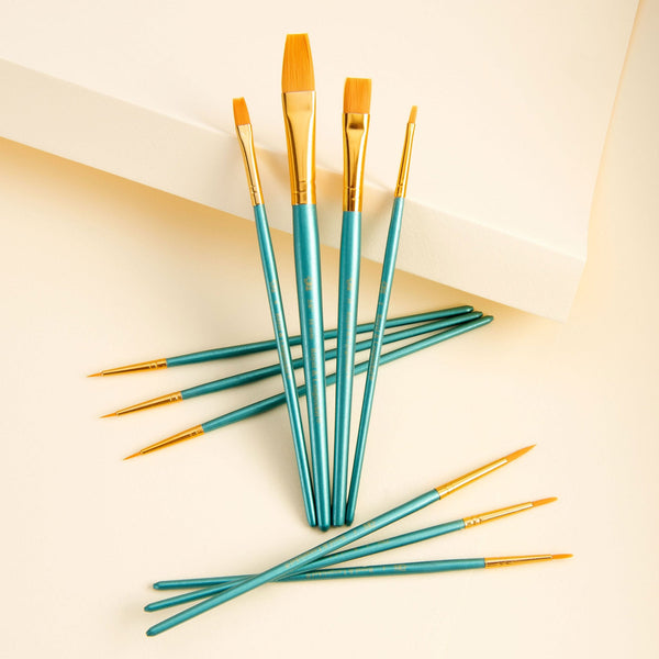 Royal And Langnickel RSET-9155 | 11pc Golden Taklon Variety Brush Set With Brush Pouch