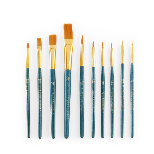 Royal And Langnickel RSET-9156 | 10pc Golden Taklon Variety Brush Set