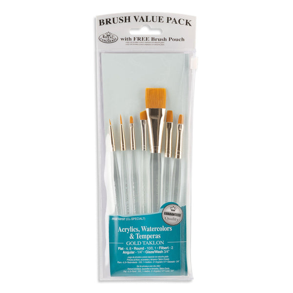 royal and langnickel RSET-9157 | 7pc Golden Taklon Variety Brush Set
