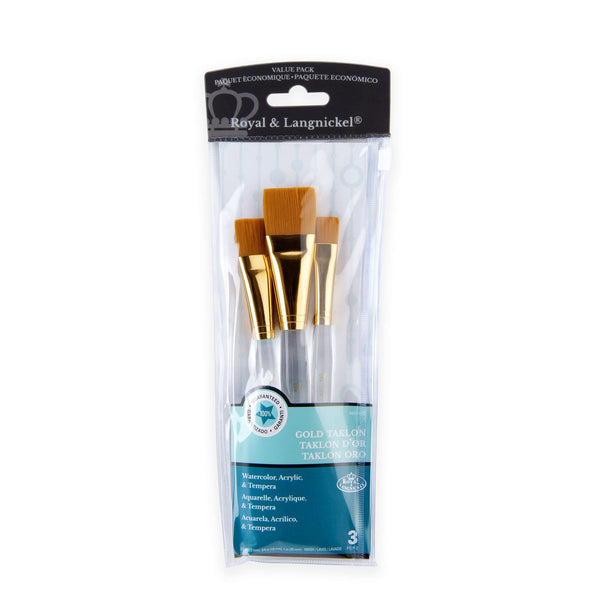 royal and langnickel RSET-9160 | 3pc Golden Taklon Wash Brush Set