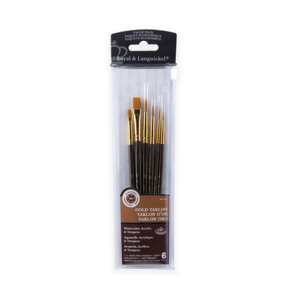 royal and langnickel RSET-9161 | 6pc Golden Taklon Variety Brush Set