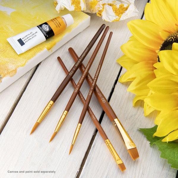 Royal And Langnickel RSET-9162 | 5pc Golden Taklon Round/Angular Brush Set