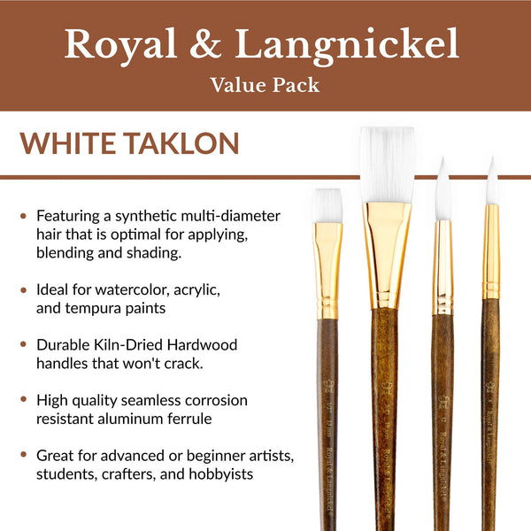 Royal And Langnickel RSET-9163 | 5pc White Taklon Variety Brush Set