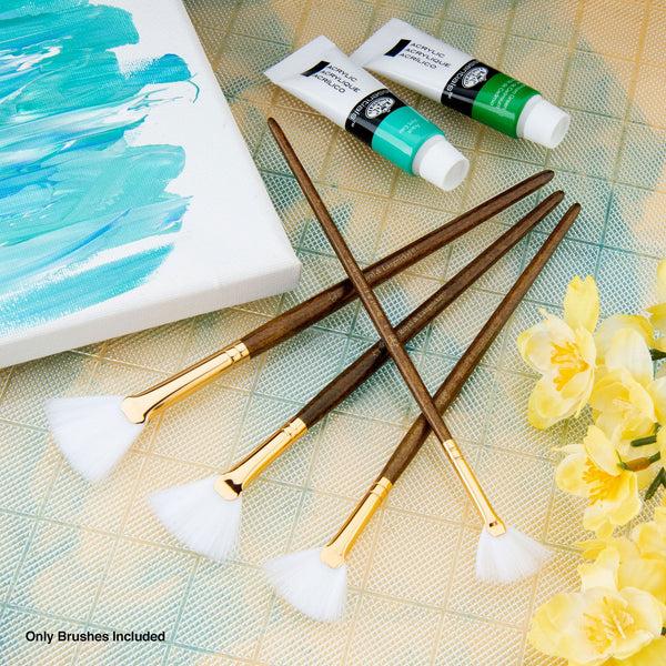 Royal And Langnickel RSET-9166 | 4pc White Taklon Fan Brush Set