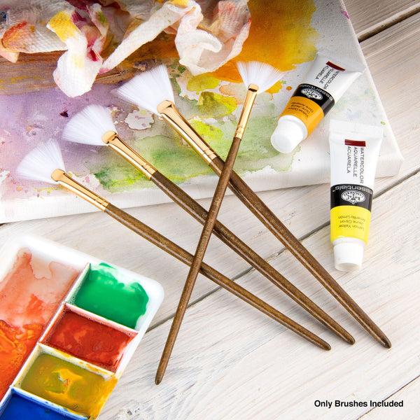 Royal And Langnickel RSET-9166 | 4pc White Taklon Fan Brush Set