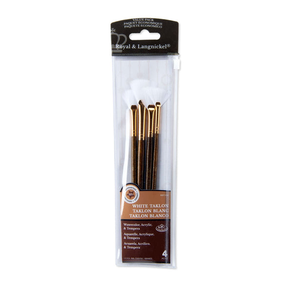 royal and langnickel RSET-9166 | 4pc White Taklon Fan Brush Set