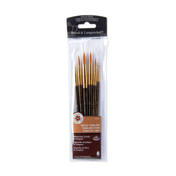 royal and langnickel RSET-9167 | 6pc Golden Taklon Round Brush Set