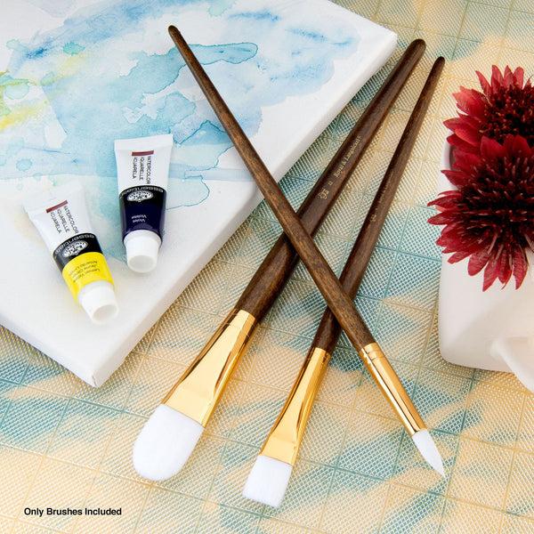 Royal And Langnickel RSET-9168 | 3pc White Taklon Long Handle Variety Brush Set