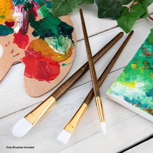 Royal And Langnickel RSET-9168 | 3pc White Taklon Long Handle Variety Brush Set