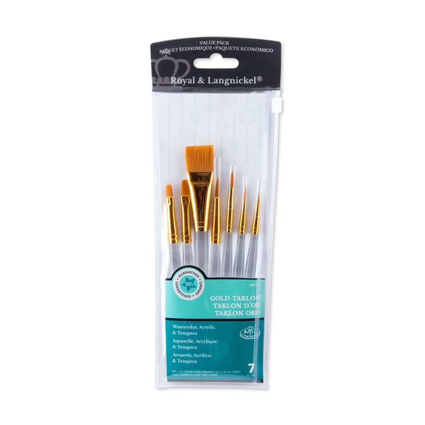 royal and langnickel RSET-9170 | 7pc Golden Taklon Variety Brush Set