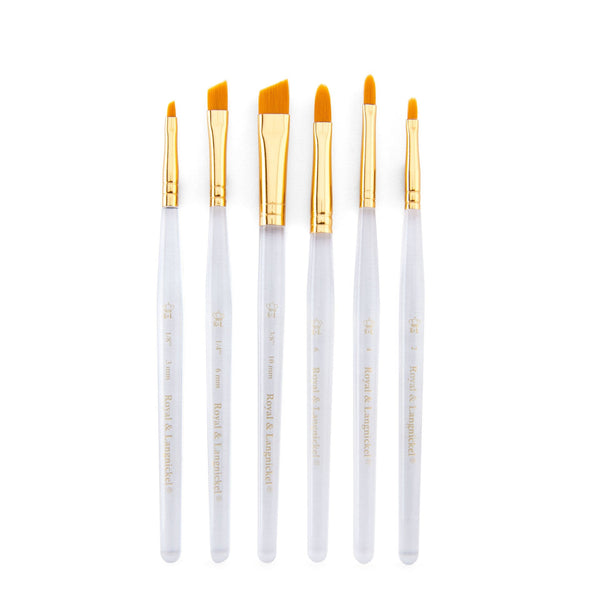 Royal And Langnickel RSET-9171 | 6pc Golden Taklon Short Handle Filbert/Angular Brush Set