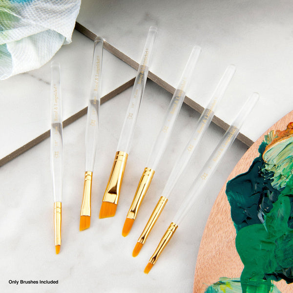 Royal And Langnickel RSET-9171 | 6pc Golden Taklon Short Handle Filbert/Angular Brush Set