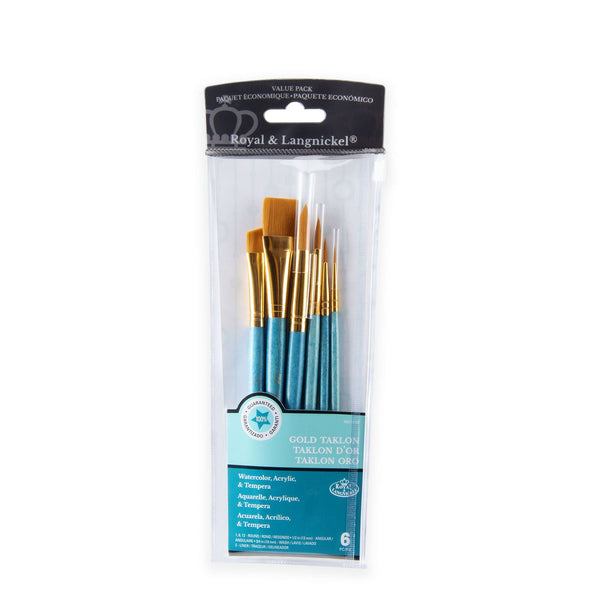 royal and langnickel RSET-9182 | 6pc Golden Taklon Variety Brush Set