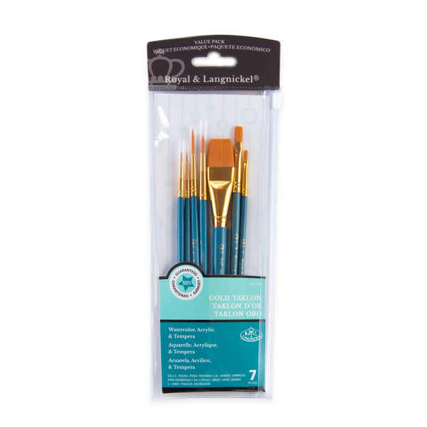 royal and langnickel RSET-9183 | 7pc Golden Taklon Variety Brush Set