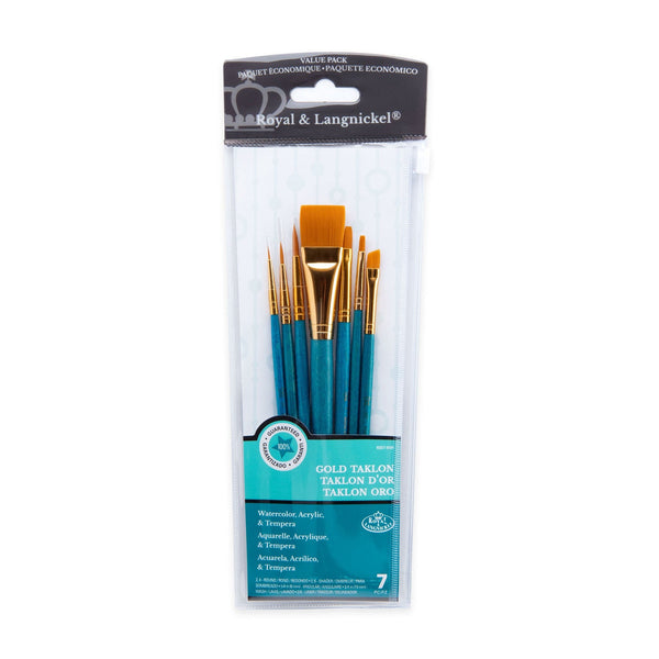royal and langnickel RSET-9184 | 7pc Golden Taklon Variety Brush Set