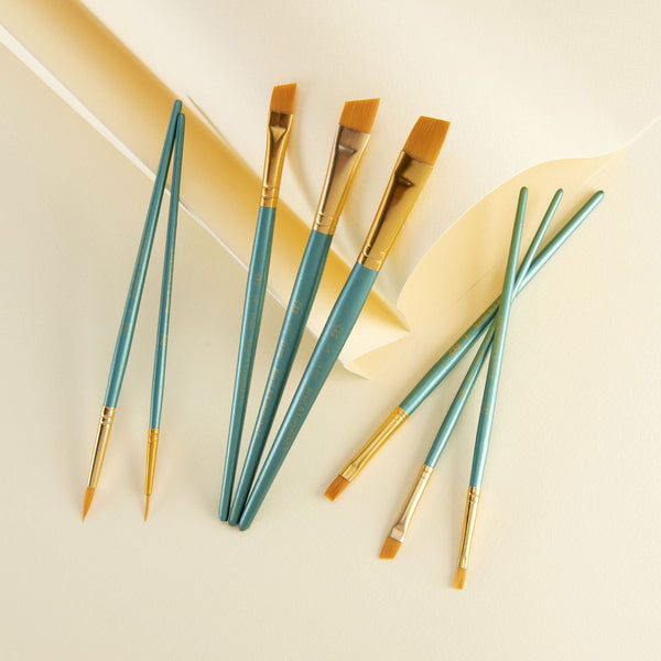 Royal And Langnickel RSET-9186 | 8pc Golden Taklon Variety Brush Set