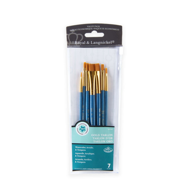 royal and langnickel RSET-9187 | 7pc Golden Taklon Shader Brush Set