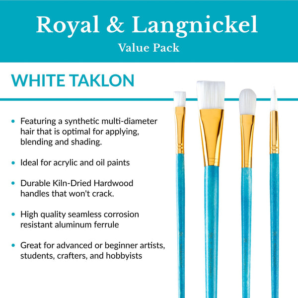 Royal And Langnickel RSET-9188 | 5pc White Taklon Variety Brush Set