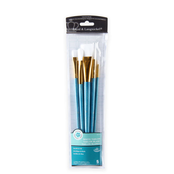 royal and langnickel RSET-9188 | 5pc White Taklon Variety Brush Set