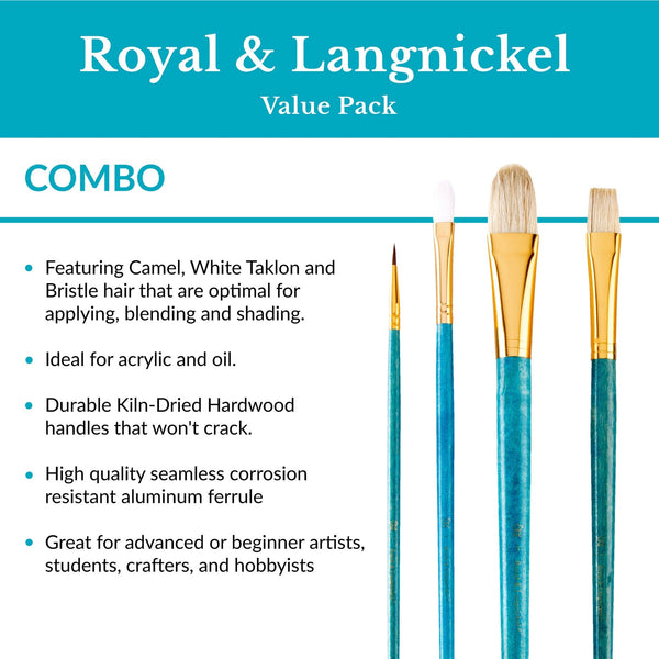Royal And Langnickel RSET-9189 | 6pc Combo Variety Brush Set