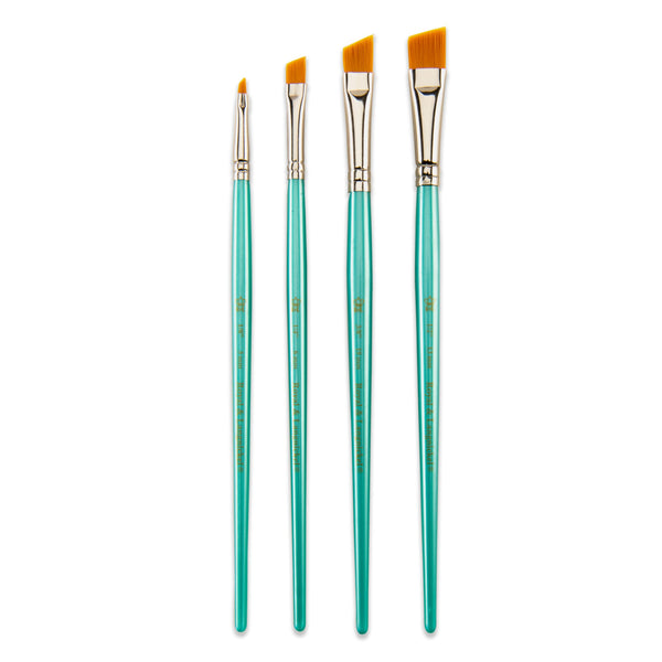 Royal And Langnickel RSET-9191 | 4pc Golden Taklon Angular Brush Set