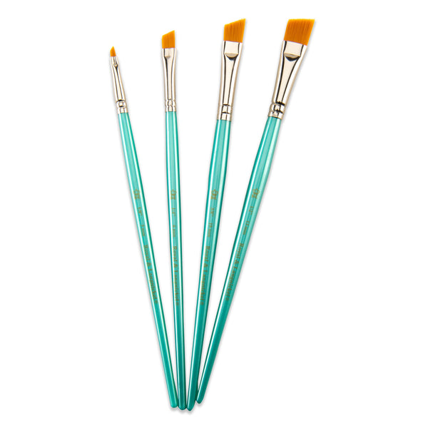 Royal And Langnickel RSET-9191 | 4pc Golden Taklon Angular Brush Set