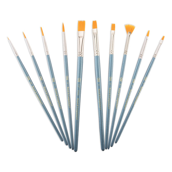 Royal And Langnickel RSET-9194 | 10pc Golden Taklon Variety Brush Set