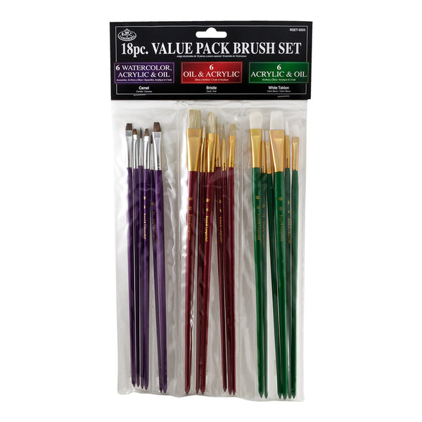 royal and langnickel RSET-9203 | 18pc Combo Long Handle Variety Brush Set