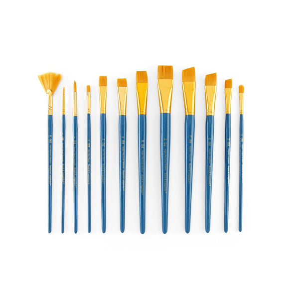 Royal And Langnickel RSET-9307 | 12pc Golden Taklon Long Handle Variety Brush Set