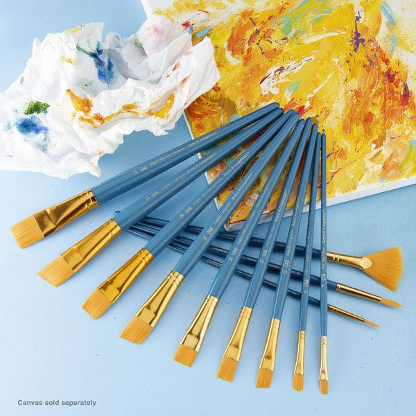 Royal And Langnickel RSET-9307 | 12pc Golden Taklon Long Handle Variety Brush Set