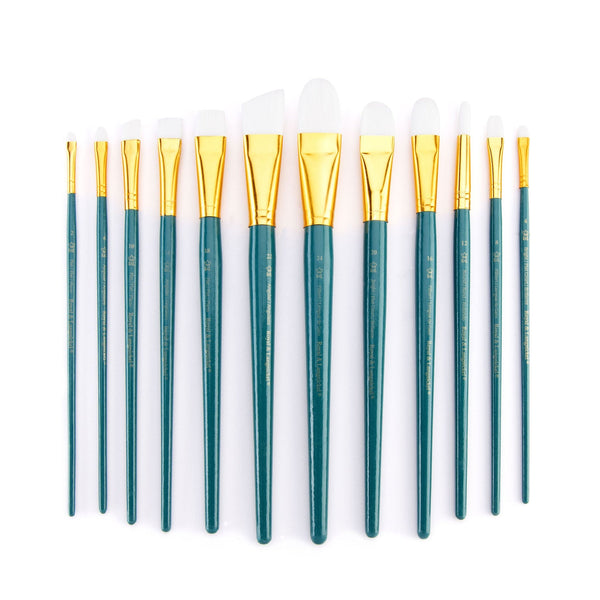 Royal And Langnickel RSET-9308 | 12pc White Taklon Long Handle Variety Brush Set