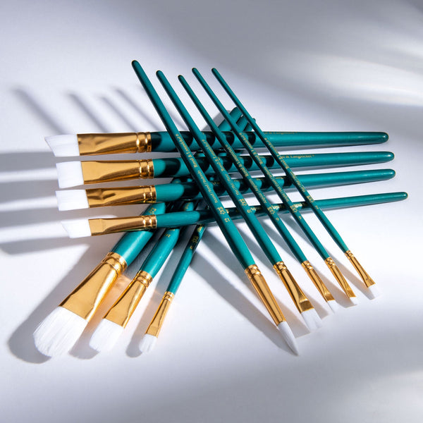 Royal And Langnickel RSET-9308 | 12pc White Taklon Long Handle Variety Brush Set