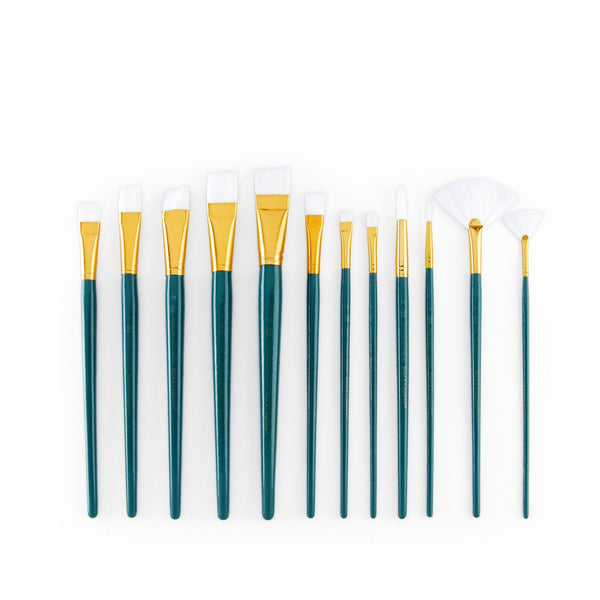 Royal And Langnickel RSET-9310 | 12pc White Taklon Long Handle Variety Brush Set