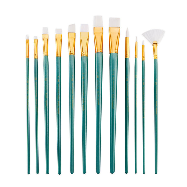 Royal And Langnickel RSET-9311 | 12pc White Taklon Long Handle Variety Brush Set