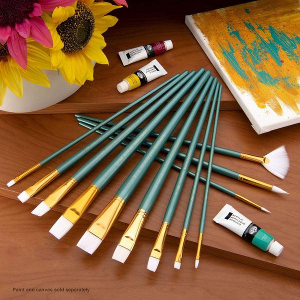 Royal And Langnickel RSET-9311 | 12pc White Taklon Long Handle Variety Brush Set