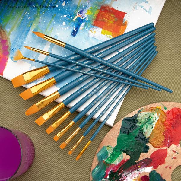 Royal And Langnickel RSET-9312 | 12pc Golden Taklon Long Handle Variety Brush Set