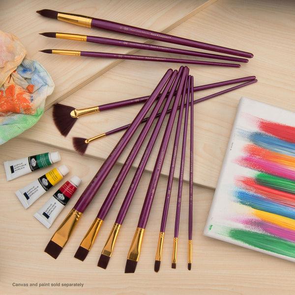 Royal And Langnickel RSET-9314 | 12pc Burgundy Taklon Long Handle Variety Brush Set