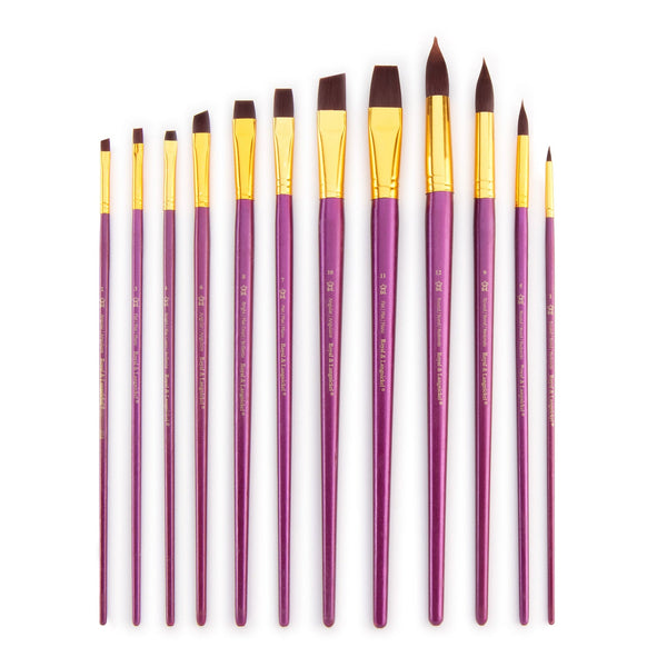 Royal And Langnickel RSET-9315 | 12pc Burgundy Taklon Long Handle Variety Brush Set