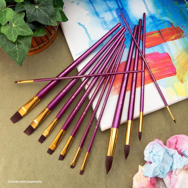 Royal And Langnickel RSET-9315 | 12pc Burgundy Taklon Long Handle Variety Brush Set