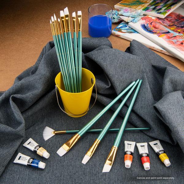 Royal And Langnickel RSET-9316 | 12pc White Taklon Long Handle Variety Brush Set