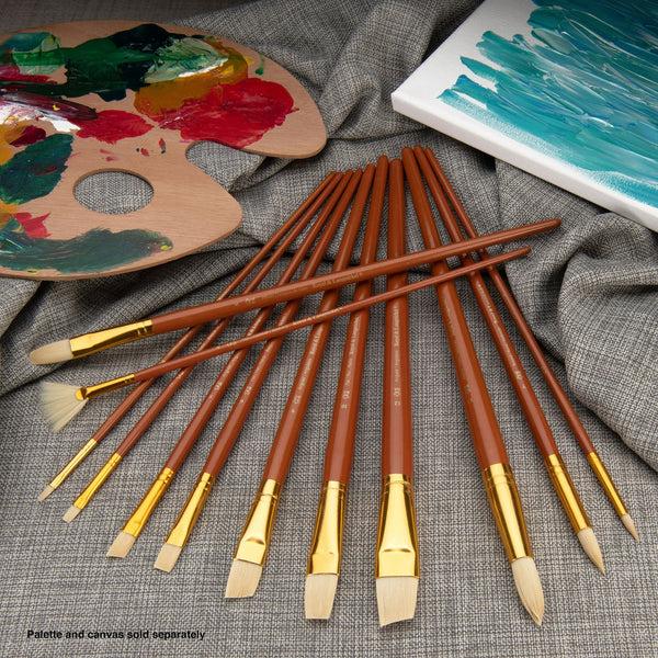 Royal And Langnickel RSET-9318 | 12pc Bone Taklon Long Handle Variety Brush Set